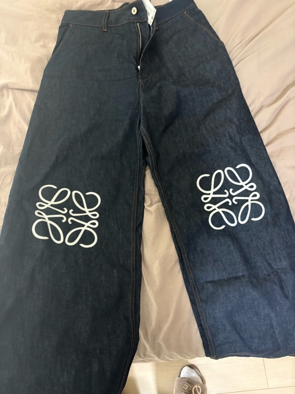 Loewe Dark Denim Jeans with White Logo Tag